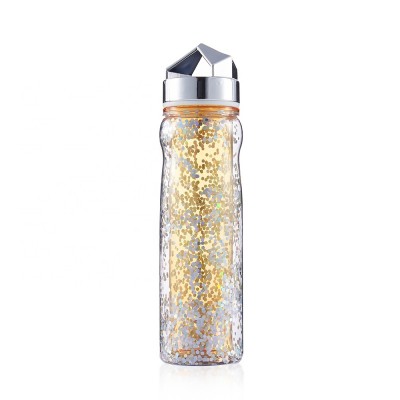 Eco friendly new waterbottle bpa free reusable double wall sport water bottle with glitter