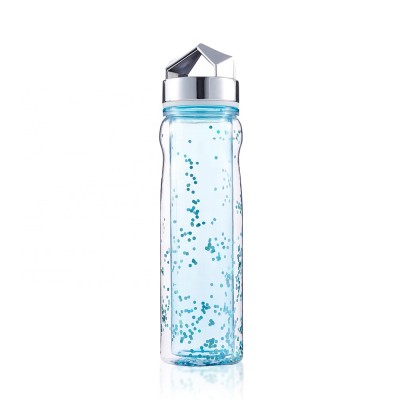 Custom glitter plastic tritan 0.5l double wall water bottle