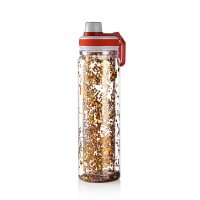 Custom logo gold color glitter double wall plastic sports water bottle